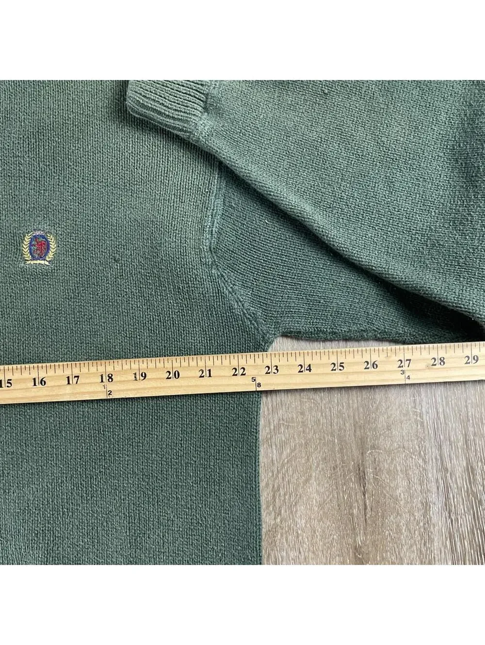 Vintage 90's Tommy Hilfiger Knit Heavy Cotton Sweater Men's Large Olive Green